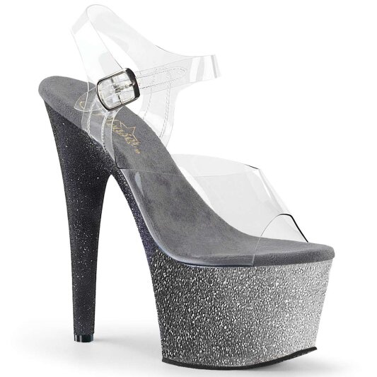 Pleaser ADORE-708OMBRE Clear/Silver-Black Ombre EU-38 / US-8