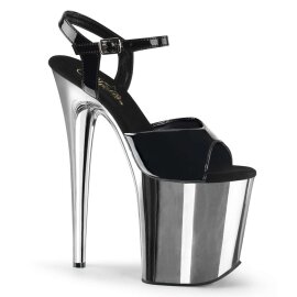 Pleaser Sandalettes FLAMINGO-809 Black Silver Chrome...