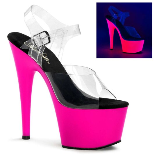 Pleaser ADORE-708UV Clear/Neon Pink EU-42 / US-12