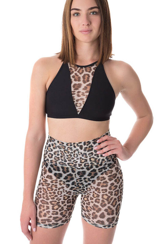 Dragonfly Biker Shorts Zoe Mesh Leopard XS