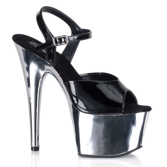 Pleaser ADORE-709 Black Patent/Silver Chrome EU-37 / US-7