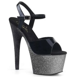 Pleaser ADORE-709OMBRE Black Patent/Silver-Black Ombre...