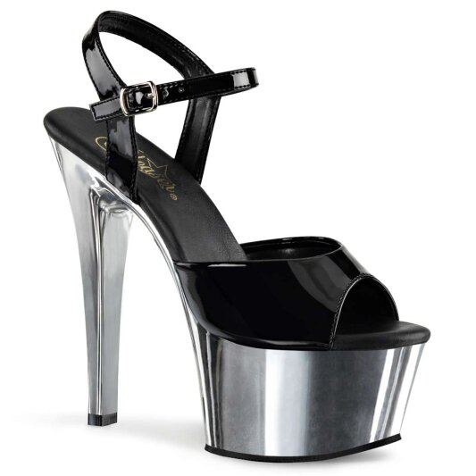 Pleaser ASPIRE-609 Black Patent/Silver Chrome EU-37 / US-7