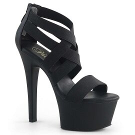 Pleaser ASPIRE-669 Black Elastic Band-Faux Leather/Black...
