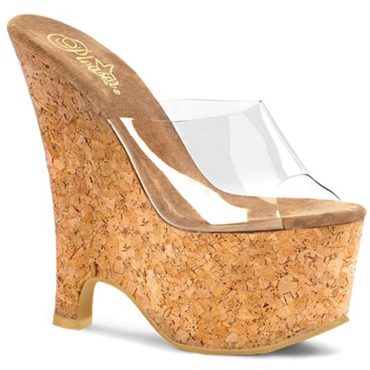 Pleaser BEAU-601 Clear-Tan/Cork EU-35 / US-5