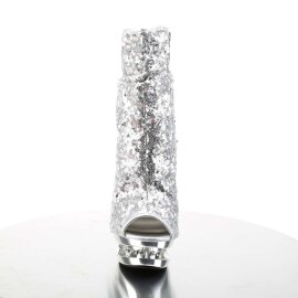 Pleaser BLONDIE-R-1008 Silver Sequins/Silver Chrome EU-35 / US-5