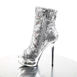 Pleaser BLONDIE-R-1008 Silver Sequins/Silver Chrome EU-35 / US-5
