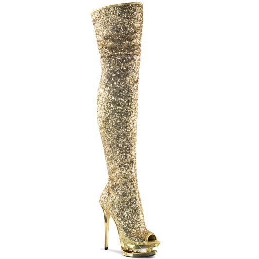 Pleaser BLONDIE-R-3011 Gold Sequins/Gold Chrome EU-35 / US-5