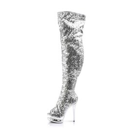 Pleaser BLONDIE-R-3011 Silver Sequins/Silver Chrome EU-35 / US-5