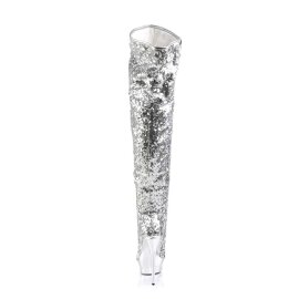 Pleaser BLONDIE-R-3011 Silver Sequins/Silver Chrome EU-38 / US-8