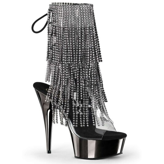 Pleaser DELIGHT-1017RSF Clear-Black/Dark Pewter Chrome EU-35 / US-5