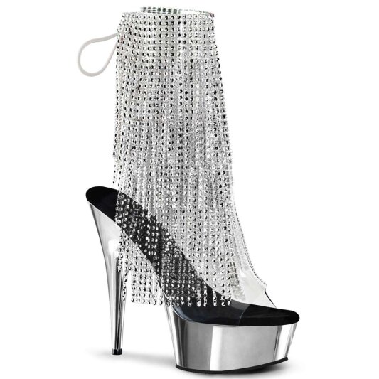 Pleaser DELIGHT-1017RSF Clear-Silver/Silver Chrome EU-40 / US-10