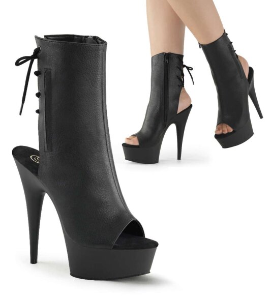 Pleaser DELIGHT-1018 Black Faux Leather/Black EU-37 / US-7