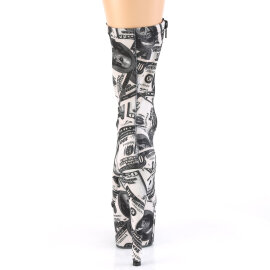Pleaser ADORE-1002DP Platform Ankle Boots Fabric Black White
