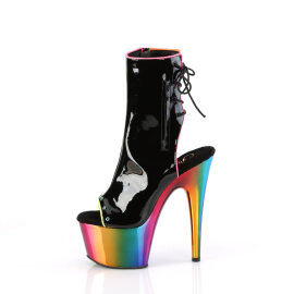 Pleaser ADORE-1018RC-02 Platform Ankle Boots Patent Chrome Black Multicolored