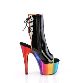 Pleaser ADORE-1018RC-02 Platform Ankle Boots Patent Chrome Black Multicolored