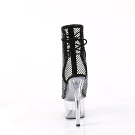 Pleaser ADORE-1018RM Platform Sandalettes Faux Leather Clear Rhinestones Black