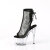 Pleaser ADORE-1018RM Platform Sandalettes Faux Leather Clear Rhinestones Black