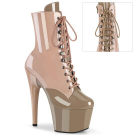 Pleaser ADORE-1020DC Platform Ankle Boots Patent Beige