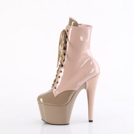 Pleaser ADORE-1020DC Platform Ankle Boots Patent Beige
