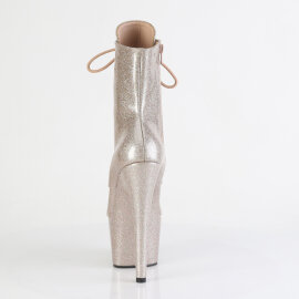 Pleaser ADORE-1020GP Platform Ankle Boots Patent Glitter Beige Brown