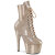 Pleaser ADORE-1020GP Platform Ankle Boots Patent Glitter Beige Brown
