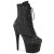 Pleaser ADORE-1020RM Platform Ankle Boots Faux Leather Rhinestones Mesh Black