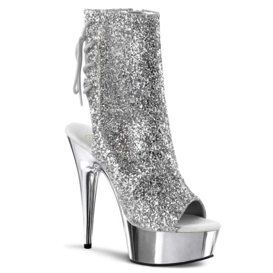 Pleaser DELIGHT-1018G Silver Glitter/Silver Chrome EU-35 / US-5