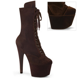 Pleaser ADORE-1045VEL Platform Ankle Boots Velvet Brown