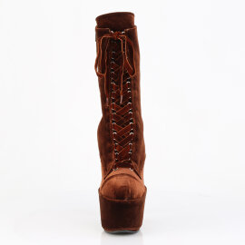 Pleaser ADORE-1045VEL Platform Ankle Boots Velvet Brown