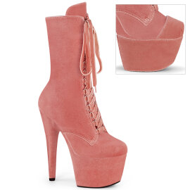 Pleaser ADORE-1045VEL Platform Ankle Boots Velvet Pink