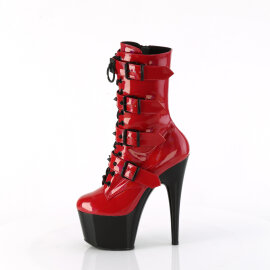Pleaser ADORE-1046TT Platform Ankle Boots Patent Hologram Red