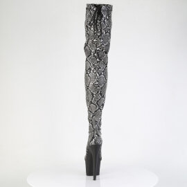 Pleaser ADORE-3008SP-BT Platform Overknee Boots Snake Print Black White