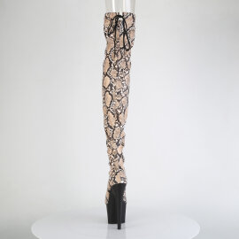 Pleaser ADORE-3008SP-BT Platform Overknee Boots Snake Print Brown