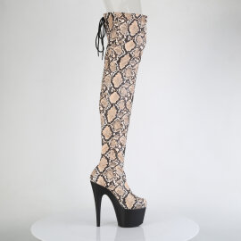Pleaser ADORE-3008SP-BT Platform Overknee Boots Snake Print Brown