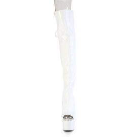 Pleaser ADORE-3019HWR Platform Overknee Boots Hologram White