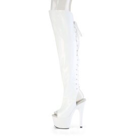 Pleaser ADORE-3019HWR Platform Overknee Boots Hologram White