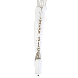 Pleaser ADORE-3019HWR Platform Overknee Boots Hologram White