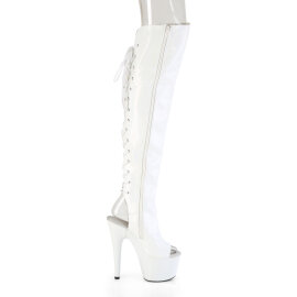 Pleaser ADORE-3019HWR Platform Overknee Boots Hologram White
