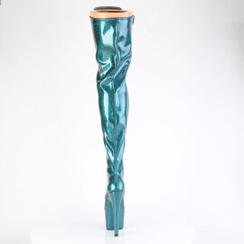 Pleaser ADORE-3020GP Platform Overknee Boots Patent Glitter Green Blue