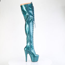 Pleaser ADORE-3020GP Platform Overknee Boots Patent Glitter Green Blue
