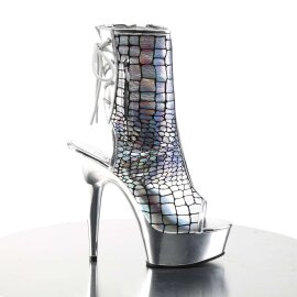 Pleaser DELIGHT-1018HG Silver Hologram Ostrich Pu/Silver Chrome EU-35 / US-5