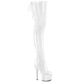 Pleaser ADORE-3850 Platform Overknee Boots Patent White