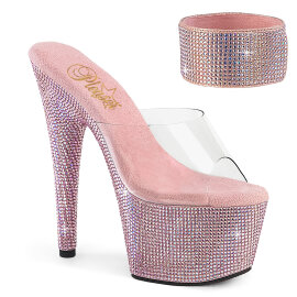 Pleaser BEJEWELED-712RS Platform Mules Clear Rhinestones...