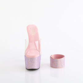 Pleaser BEJEWELED-712RS Platform Mules Clear Rhinestones...