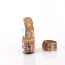 Pleaser BEJEWELED-712RS Platform Mules Clear Rhinestones...