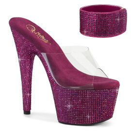 Pleaser BEJEWELED-712RS Platform Mules Clear Rhinestones...