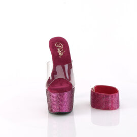 Pleaser BEJEWELED-712RS Platform Mules Clear Rhinestones...