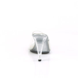 Fabulicious CARESS-401 Mules Clear Silver