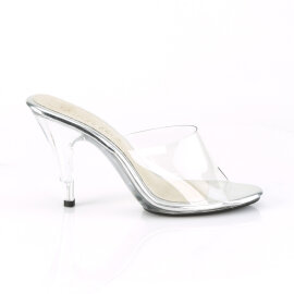 Fabulicious CARESS-401 Mules Clear Silver